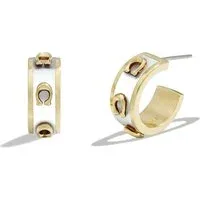 Gold White Pegged C Hoops - Gold