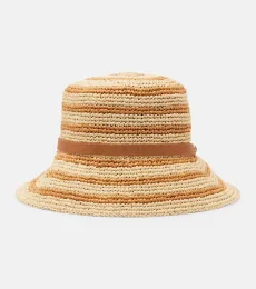 Gorro de pescador de rafia a rayas con VLogo Gorro de pescador de rafia a rayas con VLogo