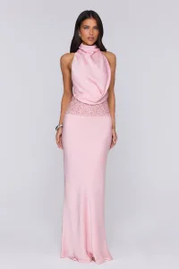 Gossip And Glitter Halter Satin Maxi Dress Blush Gossip And Glitter Halter Satin Maxi Dress Blush