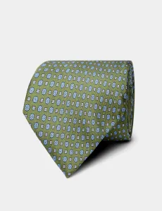 Green Foulard 1913 Tie Silk Geometric Men's Green Foulard 1913 Tie Silk Geometric Men's