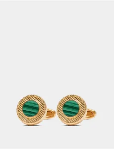 Green Gold Textured Round Cufflinks Rhodium Men's Green Gold Textured Round Cufflinks Rhodium Men's