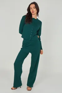 Green Ribbed Wide Leg Trouser Green Ribbed Wide Leg Trouser