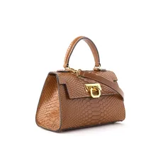 Greta leather handbag - Python tan Beige suede Greta leather handbag - Python tan Beige suede