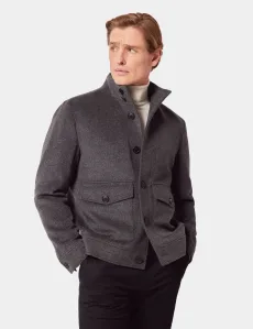 Grey Harrington Jacket Wool Plain Men's Grey Harrington Jacket Wool Plain Men's