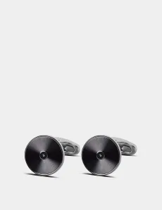 Grey Vinyl Record Cufflinks Rhodium Plain Men's Grey Vinyl Record Cufflinks Rhodium Plain Men's
