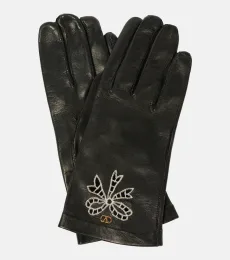 Guantes de piel con VLogo Signature bordados Guantes de piel con VLogo Signature bordados