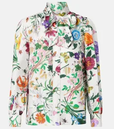 Gucci Flora tie-neck silk twill shirt Gucci Flora tie-neck silk twill shirt