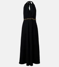 Hailey halterneck linen-blend midi dress Hailey halterneck linen-blend midi dress