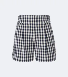Haina gingham pleated cotton shorts Haina gingham pleated cotton shorts