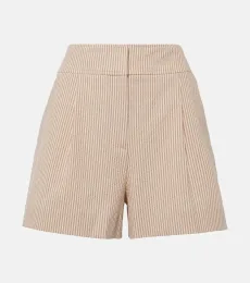 Haina high-rise cotton seersucker shorts Haina high-rise cotton seersucker shorts