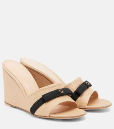 Haiti raffia wedge mules