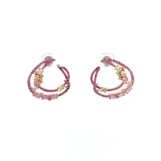 Half Moon Multi CZ Silver Earrings