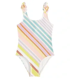 Halliday striped bow-detail swimsuit Halliday striped bow-detail swimsuit