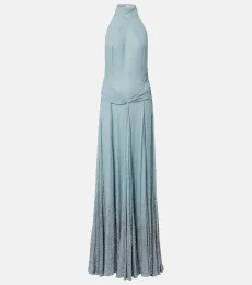 Halo embellished draped silk gown Halo embellished draped silk gown