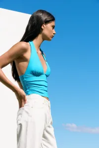 Halter Top With Metal Detail Halter Top With Metal Detail
