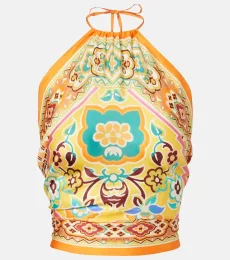 Halterneck printed silk top Halterneck printed silk top