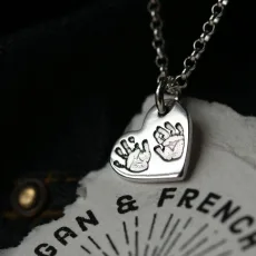 Hand & Footprint Heart Charm Necklace Hand & Footprint Heart Charm Necklace
