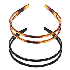 Hard Plastic Headbands Double Row Hair Hoops Vintage No Slip Hair Bands with Teeth for Women, 2pcs Hard Plastic Headbands Double Row Hair Hoops Vintage No Slip Hair Bands with Teeth for Women, 2pcs