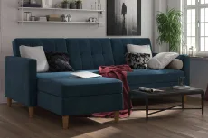 Hartford Storage Sectional Sofa Bed with Storage Chaise - Blue Chenille by Dorel Hartford Storage Sectional Sofa Bed with Storage Chaise - Blue Chenille by Dorel