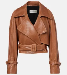 Hatti cropped leather biker jacket
