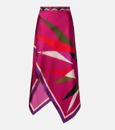 Hawaii asymmetric silk satin midi skirt Hawaii asymmetric silk satin midi skirt