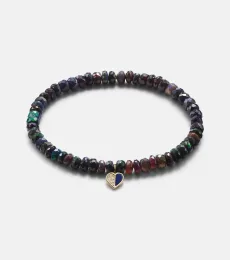 Heart 14kt gold charm bracelet with diamonds and opals Heart 14kt gold charm bracelet with diamonds and opals