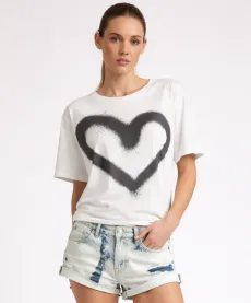 Heart White Kobe Tee - White, SML Heart White Kobe Tee - White, SML