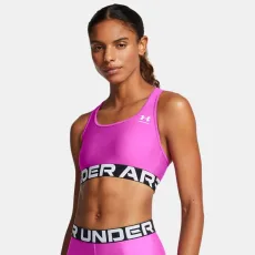 HeatGear? Armour Mid Branded Womens Sports Bra Vivid Magenta / White Purple HeatGear? Armour Mid Branded Womens Sports Bra Vivid Magenta / White Purple