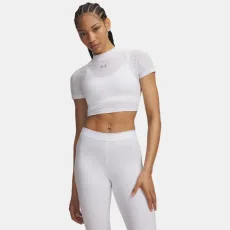 HeatGear NEOLAST Women's Crop Mock Short Sleeve White Reflective XS HeatGear NEOLAST Women's Crop Mock Short Sleeve White Reflective XS