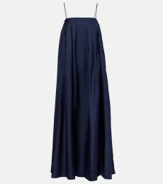 Heather pleated silk twill maxi dress Heather pleated silk twill maxi dress