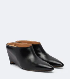 Heel-Less leather wedge mules