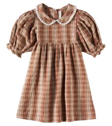 Heidi plaid linen-blend dress