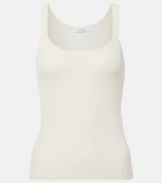 Helier ribbed-knit cotton-blend tank top Helier ribbed-knit cotton-blend tank top
