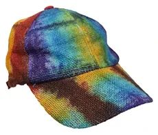 Hemp Rainbow Tie Dye Handmade Cap Summer Visor Hat Multicolored Hemp Rainbow Tie Dye Handmade Cap Summer Visor Hat Multicolored