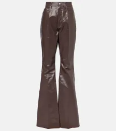 High-rise coated canvas straight pants High-rise coated canvas straight pants