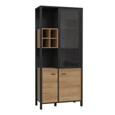 High Rock Display Cabinet Unit In Matt Black Riviera Oak High Rock Display Cabinet Unit In Matt Black Riviera Oak