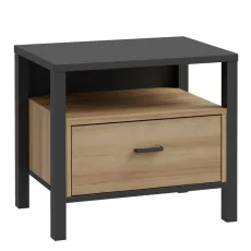 High Rock Side End Lamp Table In Matt Black Riviera Oak