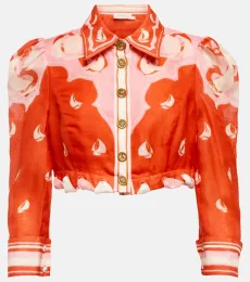 High Tide eyelet-trimmed silk and linen shirt High Tide eyelet-trimmed silk and linen shirt