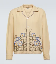 Himalayan Poppy embroidered linen shirt
