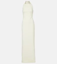Holliana satin-trimmed crêpe gown Holliana satin-trimmed crêpe gown