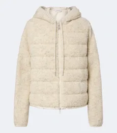 Hooded bouclé down jacket Hooded bouclé down jacket
