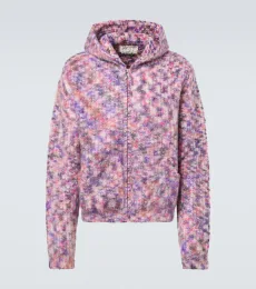 Hooded wool, mohair, and cotton-blend cardigan Hooded wool, mohair, and cotton-blend cardigan