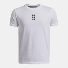 Hoops Triple Logo Boys' Short Sleeve White Black Hoops Triple Logo Boys' Short Sleeve White Black