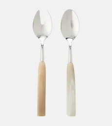 Horn and stainless steel salad serving set Horn and stainless steel salad serving set