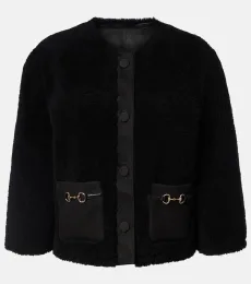 Horsebit cropped shearling jacket Horsebit cropped shearling jacket