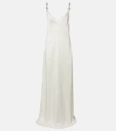 Horsebit embellished satin slip dress