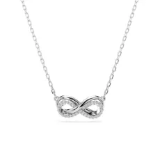 Hyperbola Rhodium Plated White Pavé Infinity Necklace - Silver Hyperbola Rhodium Plated White Pavé Infinity Necklace - Silver