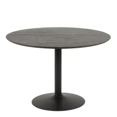 Ibiza Round Dining Table With Black Ash Top Matt Black Base Ibiza Round Dining Table With Black Ash Top Matt Black Base