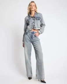Icon High Waist Straight Leg Denim Jeans Denim Jeans - Icons Cloud Blue Size 32 One Teaspoon