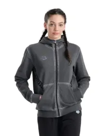 Icons Unisex Fleece Hooded Jacket, Delave-Black-White, M